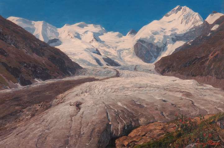The Morteratschglacier and Piz Bernina near St. Moritz, the Engadine